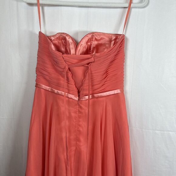 Cinderella Divine Strapless Coral Cocktail Dress Corset Back Size 12 Preowned - Picture 6 of 9